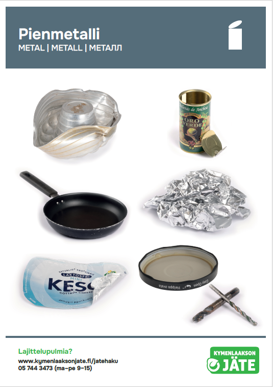 Pienmetallin lajittelujuliste A3
